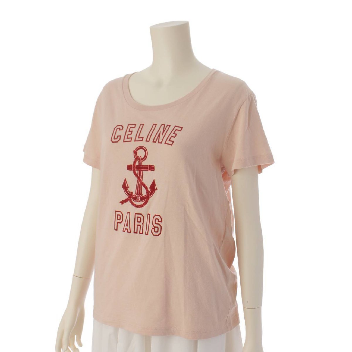 [ Celine ]Celine Logo короткий рукав хлопок cut and sewn футболка 2X586114L розовый M [ б/у ]188225