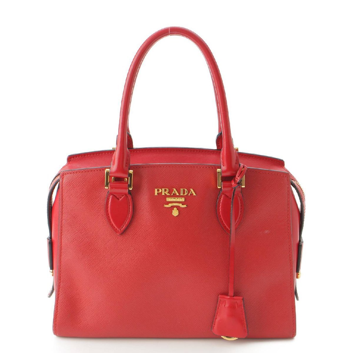 【プラダ】Prada　サフィアーノ 2WAY ハンドバッグ 1BA164 レッド 【中古】190618