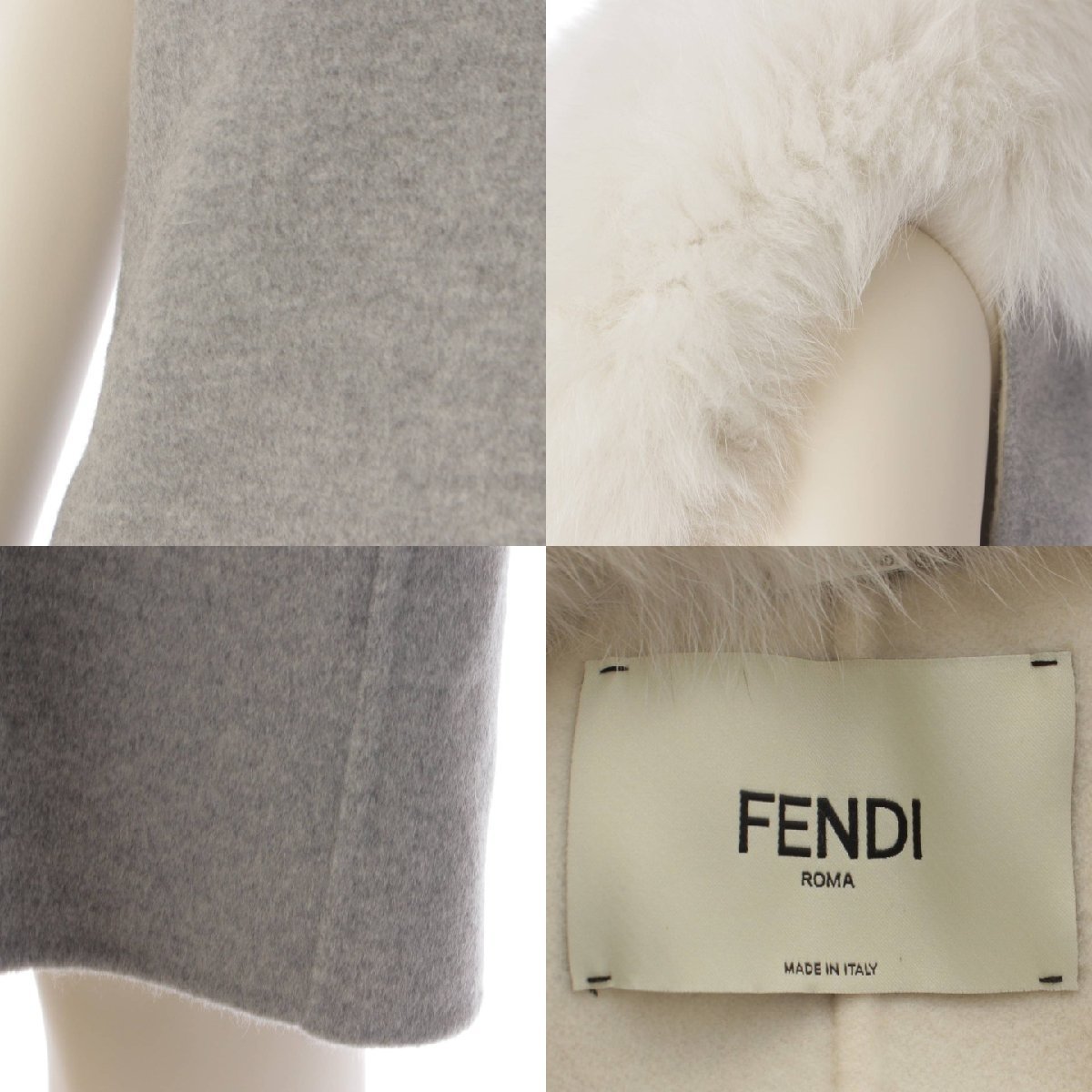 【フェンディ】Fendi　19AW フォックスファー ノースリーブ コート FF8662W18 グレー 36 未使用【中古】185738_画像6