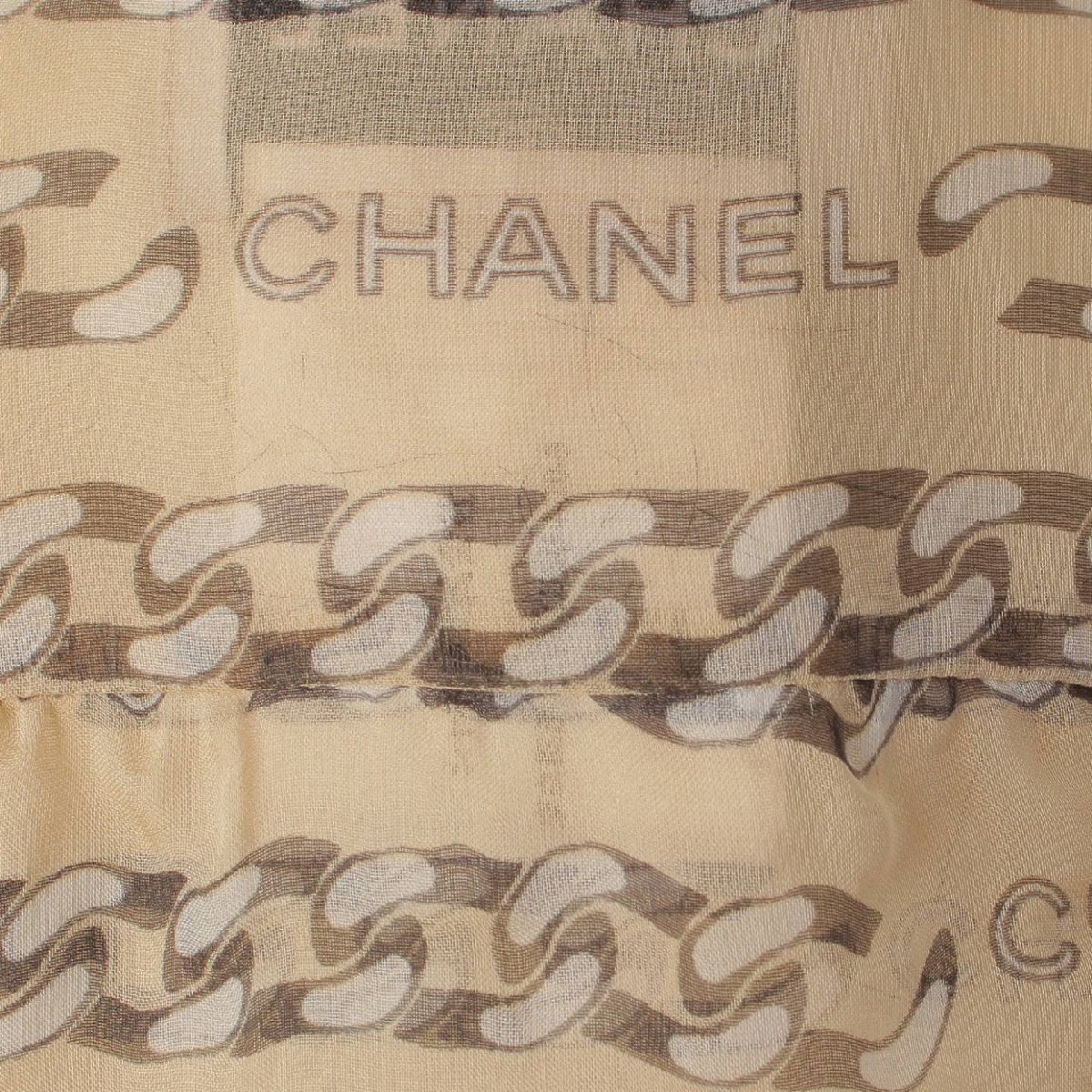 【シャネル】Chanel　ヴィンテージ チェーン柄 シルク シャツ トップス ベージュ 38 【中古】190340_画像7