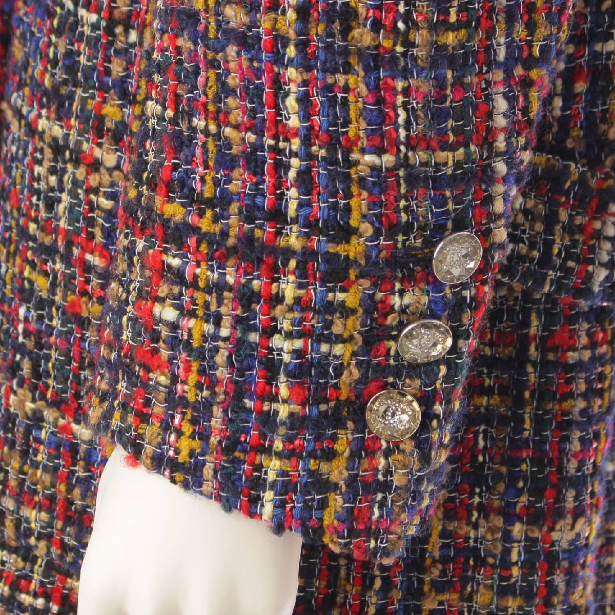 [ Chanel ]Chanel 21K твид стразы двойной кнопка длинное пальто P71803 многоцветный 34 [ б/у ]191259