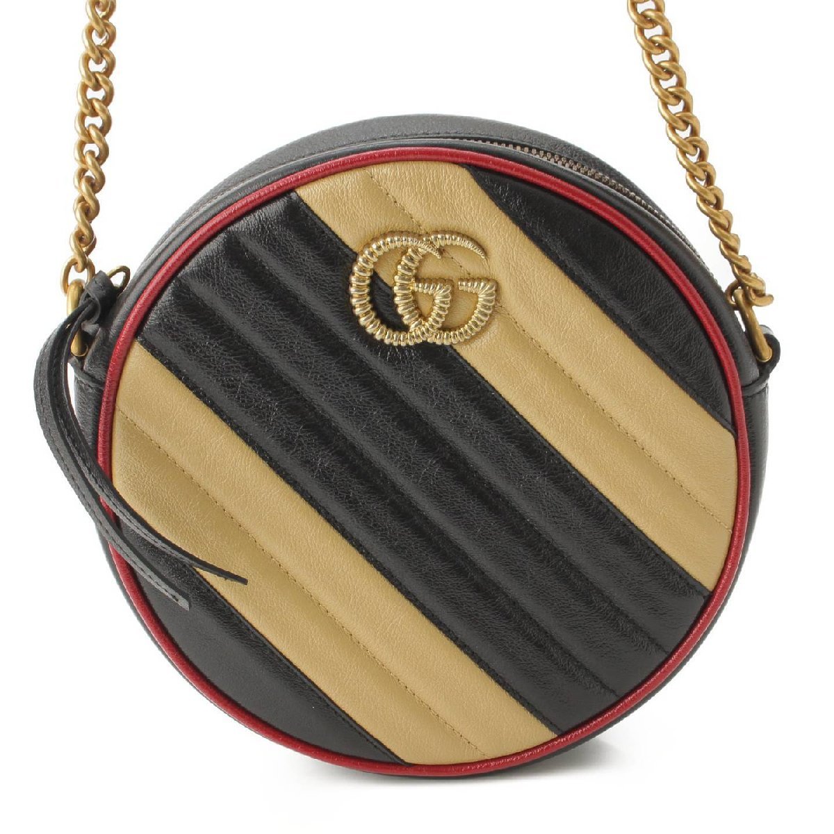 【グッチ】Gucci　GGモーマント レザー ラウンド チェーン ミニ ショルダーバッグ 550154 マルチカラー 【中古】185677