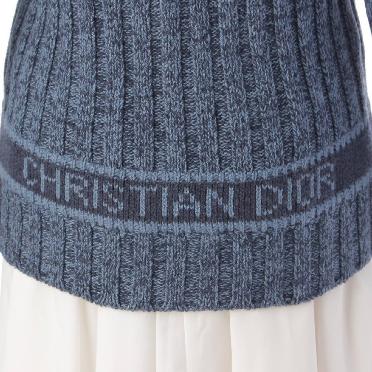 [ Christian Dior ]Christian Dior кашемир . кабель вязаный кардиган задний Logo 054G07AM303 голубой 38 [ б/у ]191739