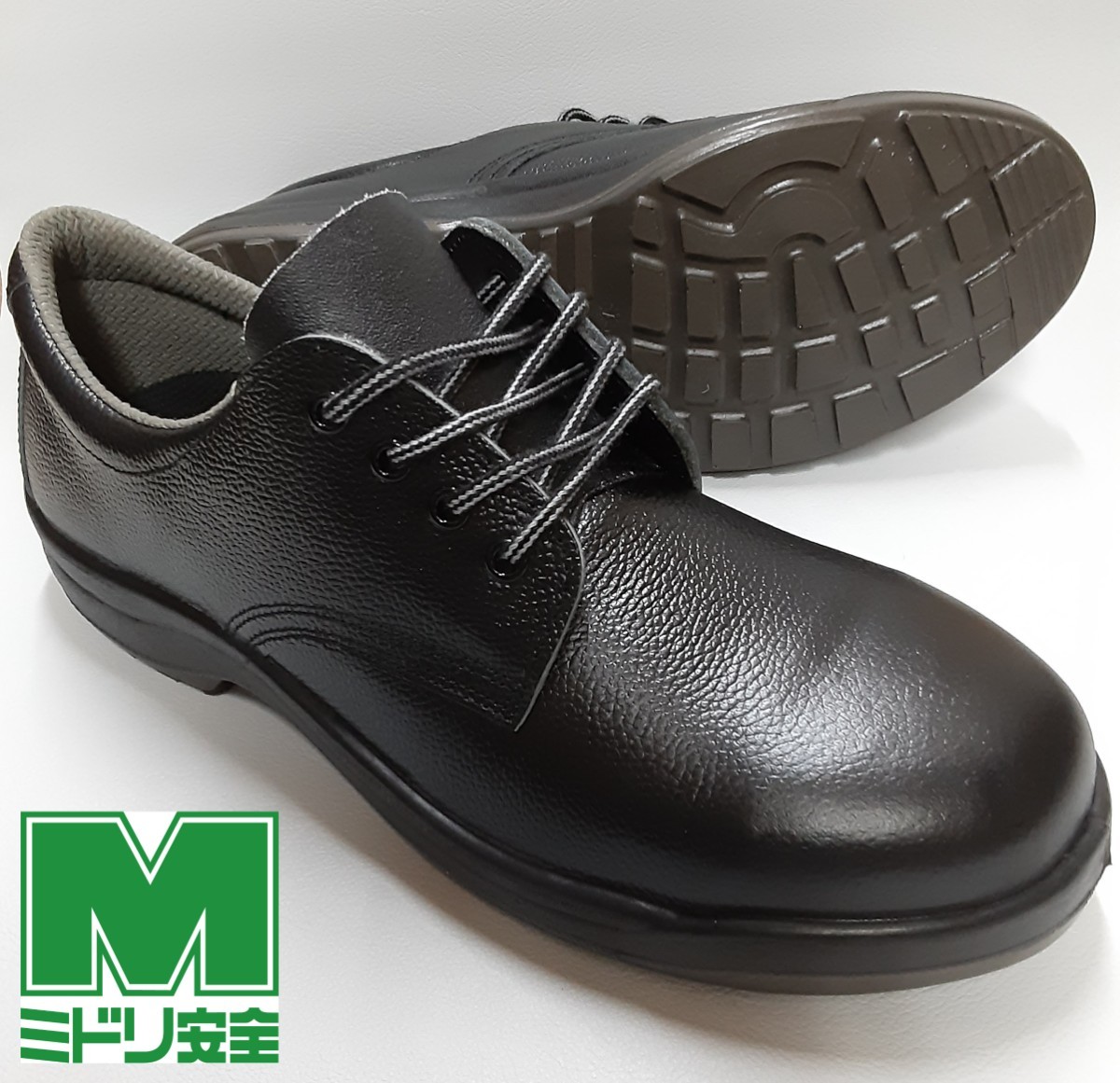 最値!定6281円!新品!王道プレーントゥデザイン!ミドリ安全【MIDORI】スティールトゥ シューズ!ブラック!黒 27cm EEE 工場 医療 作業 安全靴_画像1