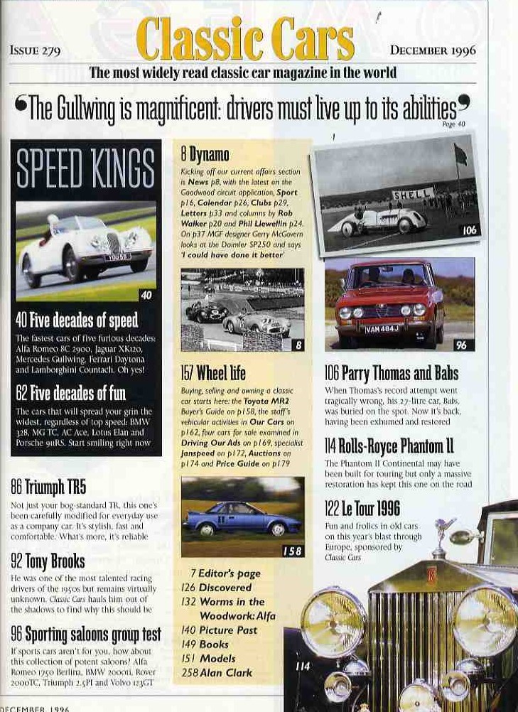 【d0526】96.12 Classic Cars／過去50年のスピードキング - アルファロメオ8C2900/ジャガーXK120/メルセデスベンツ300SLガルウイング..._画像2