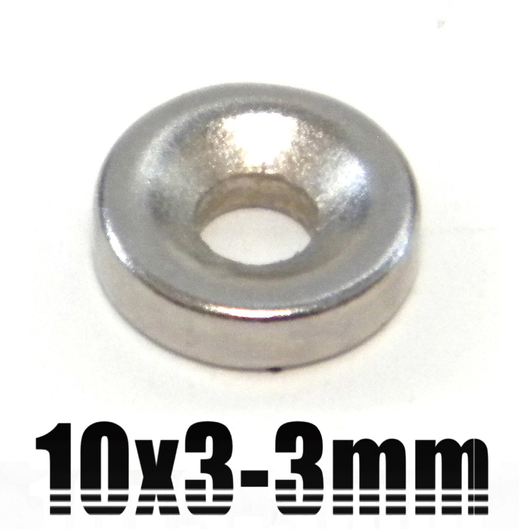 ◎ ネオジム 磁石 ◎ 直径10mm x 厚み3mm（ネジ穴 3mm） N35 超強力 ネオジウム 丸形マグネット 小型 多用途 【25個セット】._画像4