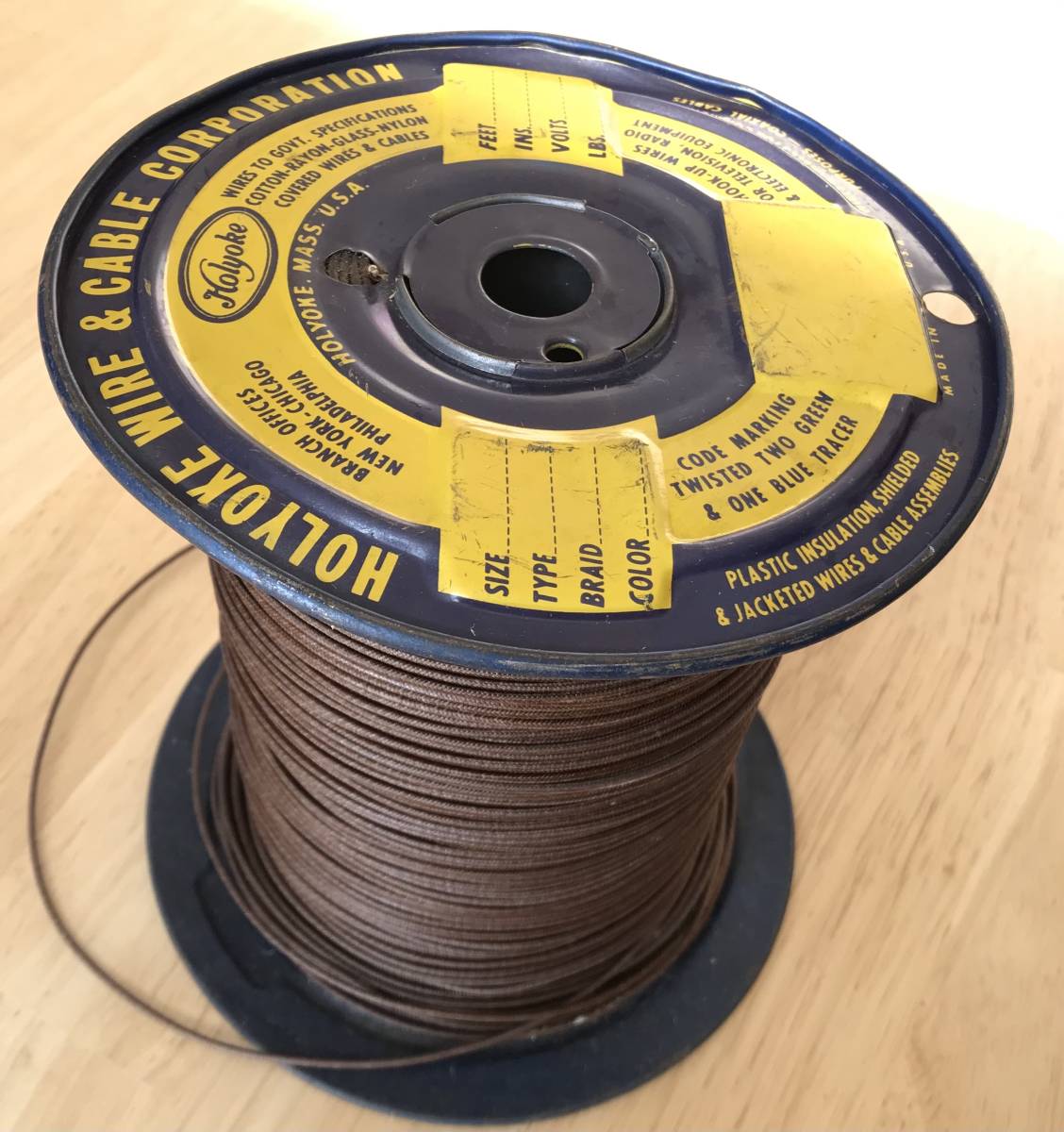 ☆Holyoke 22AWG Wire Brown 単線 1m/380円_画像1