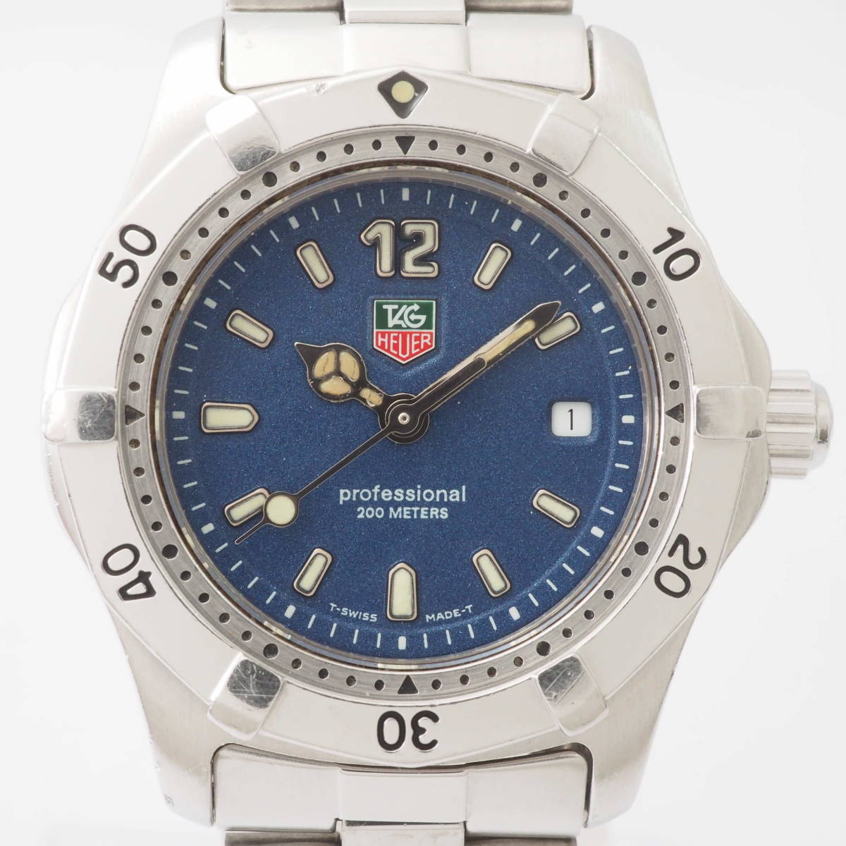 タグ・ホイヤー 2000 プロフェッショナル WK1313 4.95 TAG HEUER 200M デイト SS クォーツ 青文字盤 レディース 女性 腕時計[RR4212-AN7