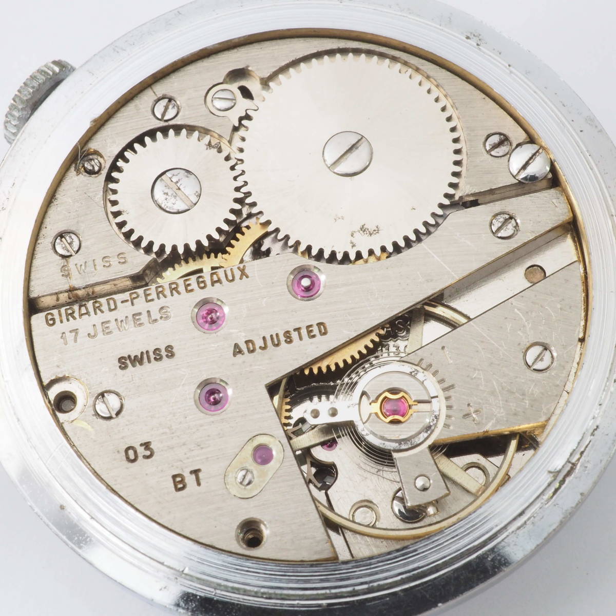 ジラール・ペルゴ スモールセコンド GIRARD-PERREGAUX 17石 手巻き ネイビー×シルバー ローマン メンズ 腕時計 本体[Pa1145-AY7_画像7