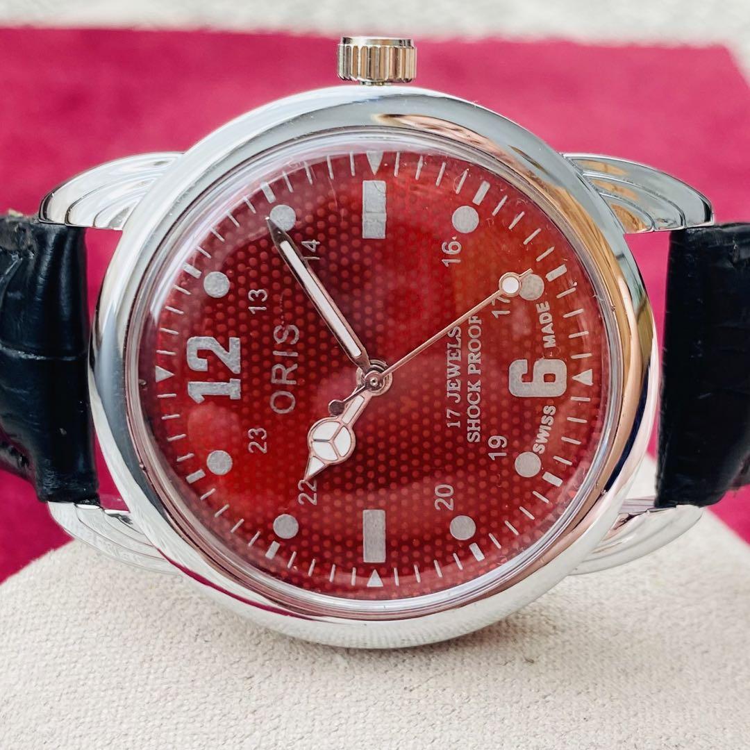 ORIS/ Oris *[ подготовлен ] очень красивый товар * работа товар / Vintage / Швейцария / 17J/ мужские наручные часы / античный / автоматический механический завод / аналог / кожа ремень 681