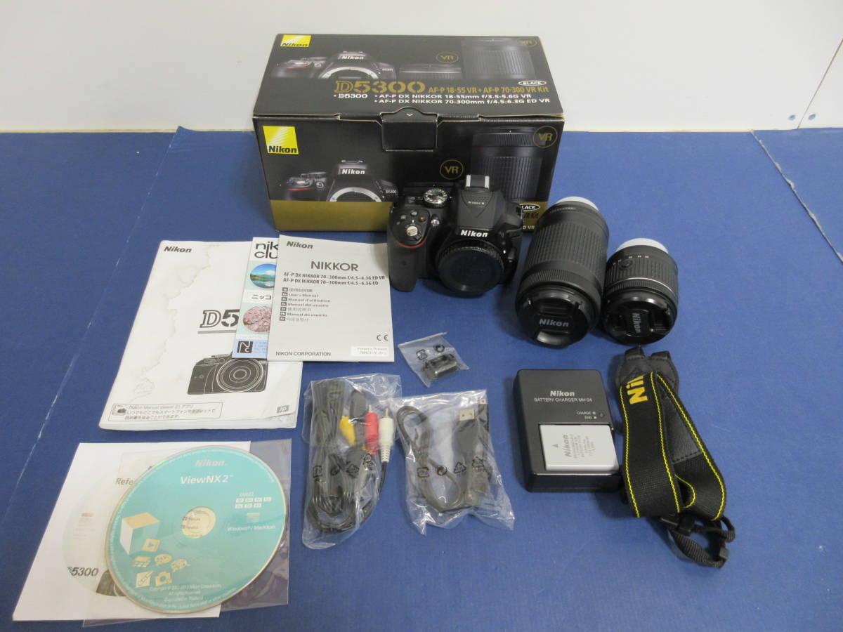 165)Nikon ニコン デジタル一眼レフカメラ D5300 AF-P ダブルズームキット/AF-P 18-55 VR+AF-P 70-300 VR Kit ブラック_画像1
