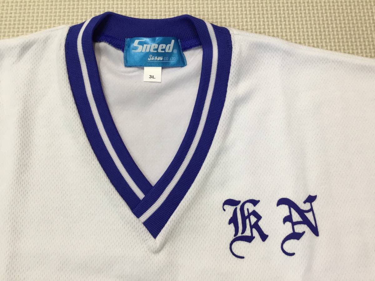 SS-HVB3L new goods [ Kashiwa . city .. under north junior high school ] short sleeves sport wear size 3L/ white × blue /Sneed Sanwa/ gym uniform / motion put on / junior high school student / large size 