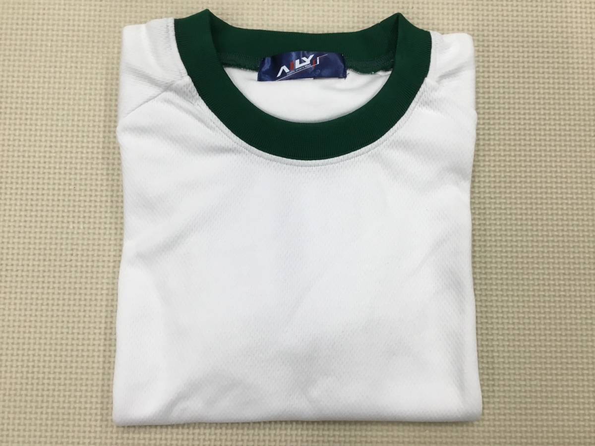 AL-HRGL 新品【長吉西中学校】スポーツウェア サイズ L /白×緑/半袖/丸襟/ラグラン袖/AILY/男女兼用/体操着/体操服/中学校/高校生_画像1