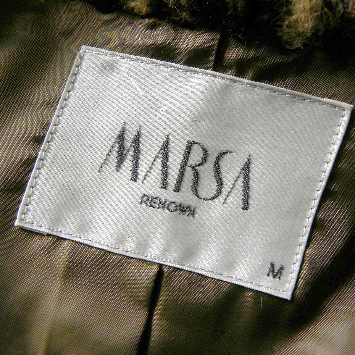 マーサ MARSA 見た目もあたたかい アルパカブレンド ストライプ柄編みウールニットコート アウター 膝丈 レナウン 日本製 l1025-5_画像6