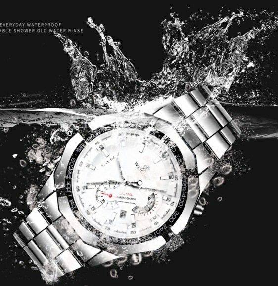T114 新品 デイカウント デュアル WEIGUAN 腕時計メンズ ラグジュアリーステンレス 白 ホワイト