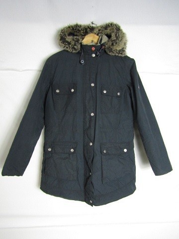 Barbour バブアー　Womens Carribena Wax Jacket 裏ボア　ファー　サイズ12 ブラック_画像1