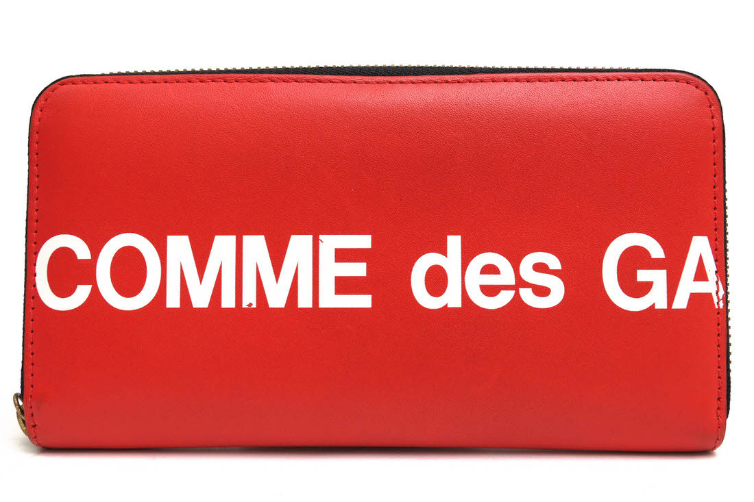 COMME des GARCONS コムデギャルソン 長財布 SA0111HL HUGE LOGO -RED 牛革 ラウンドジップ ラウンドファスナー 小銭入れあり