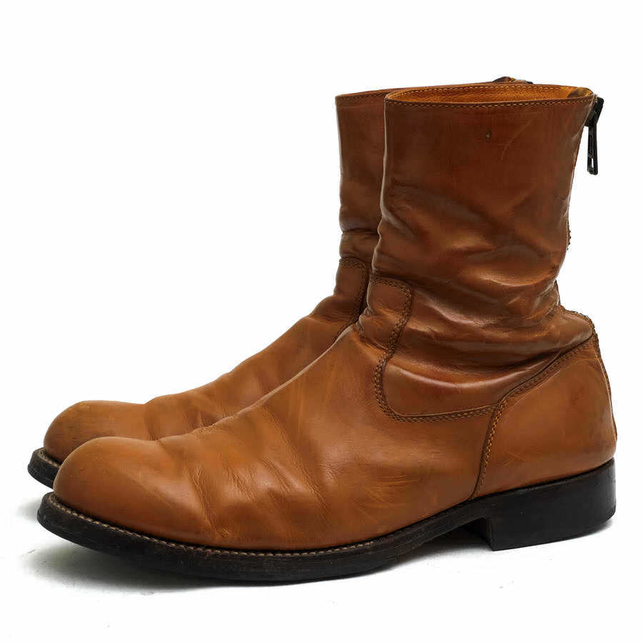 AKM エイケイエム バックジップブーツ G021-COW002 back zip boots italian cow leather TRAPPER ベイビーカーフ 牛革 プレーントゥ