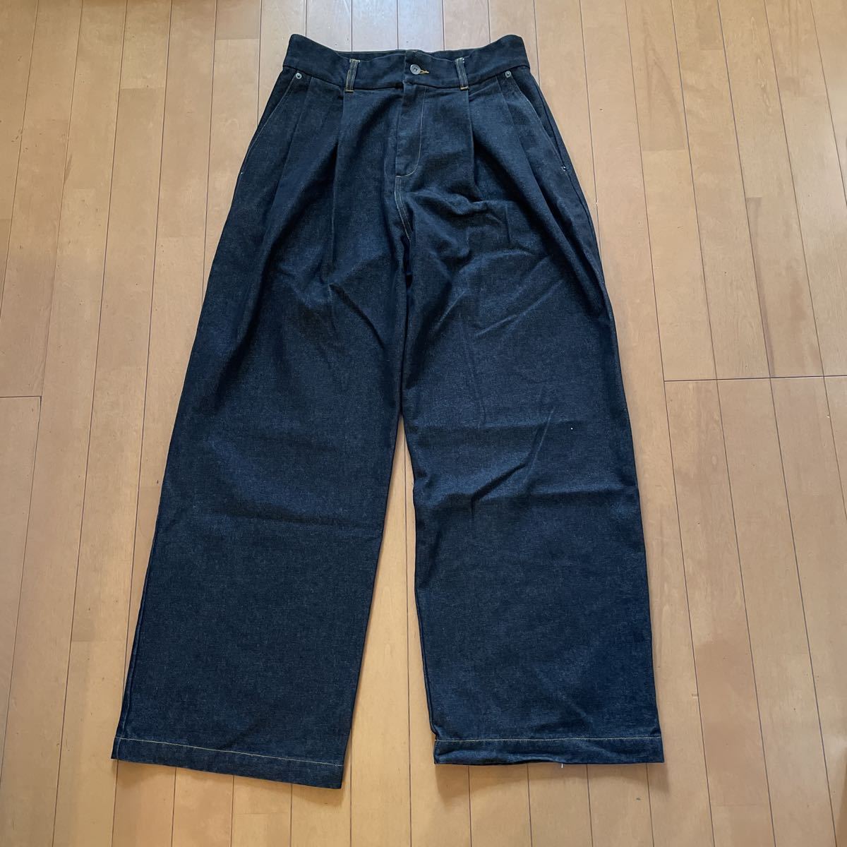 超美品 リメール remer 完売 デニム ジーンズ loose stylish double tuck wide denim PT サイズL ♪ WYM_画像1