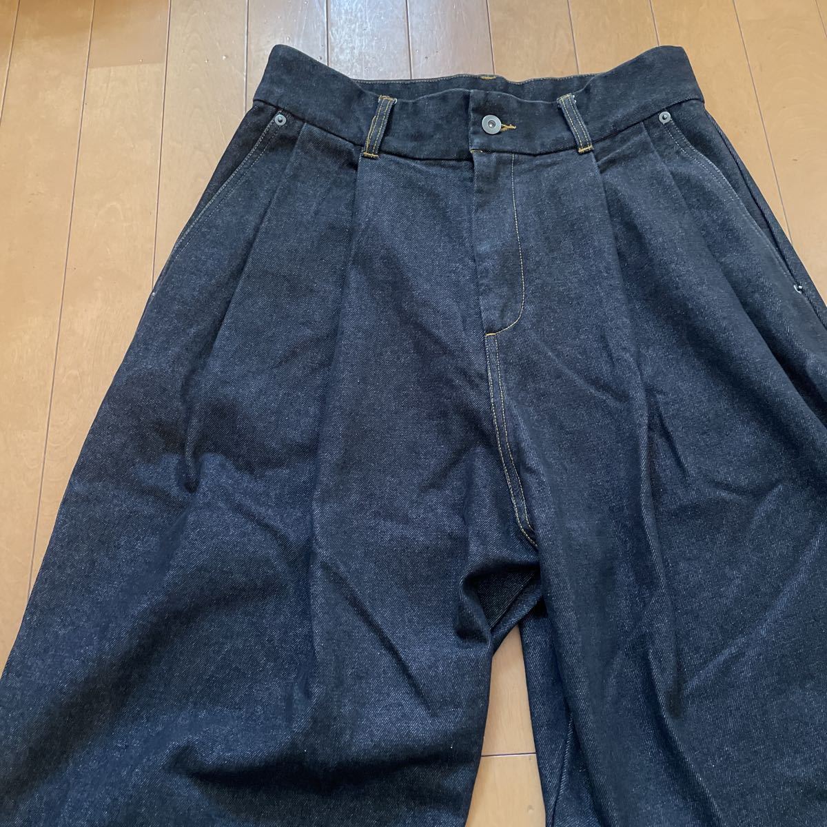 超美品 リメール remer 完売 デニム ジーンズ loose stylish double tuck wide denim PT サイズL ♪ WYM_画像2