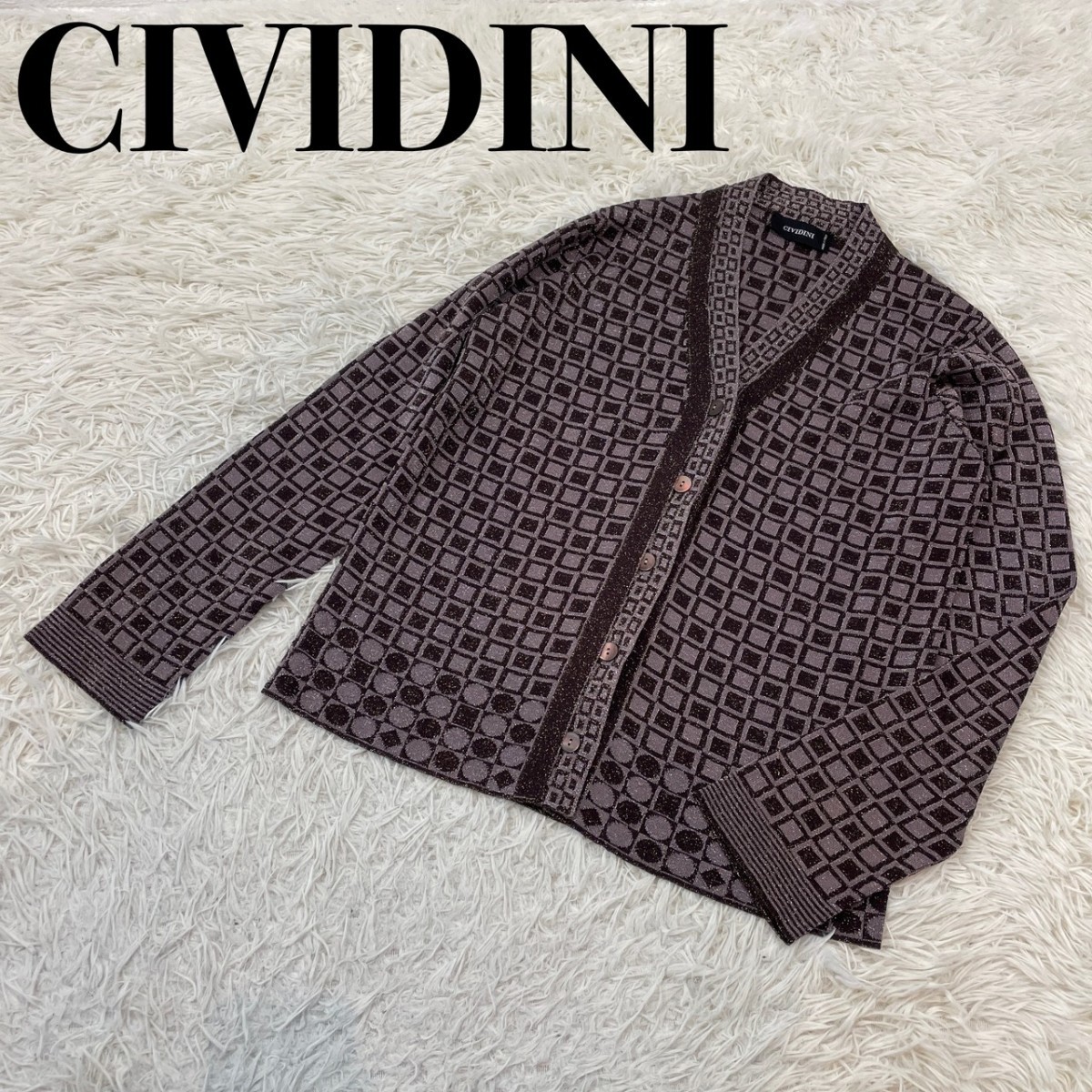CIVIDINI チヴィディーニカーディガンラメ44大きいサイズイタリア製