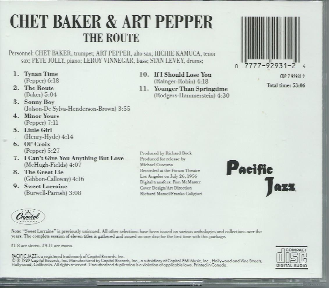 　THE ROUTE/CHET BAKER & ART PEPPER_画像2