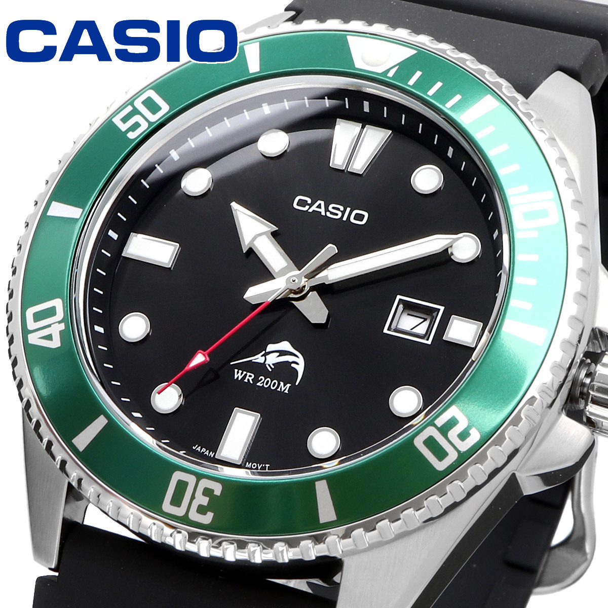 CASIO カシオ 腕時計 海外モデル クォーツ ダイバー 200M ウレタン ラバー ブラック MDV-106B-1A3V