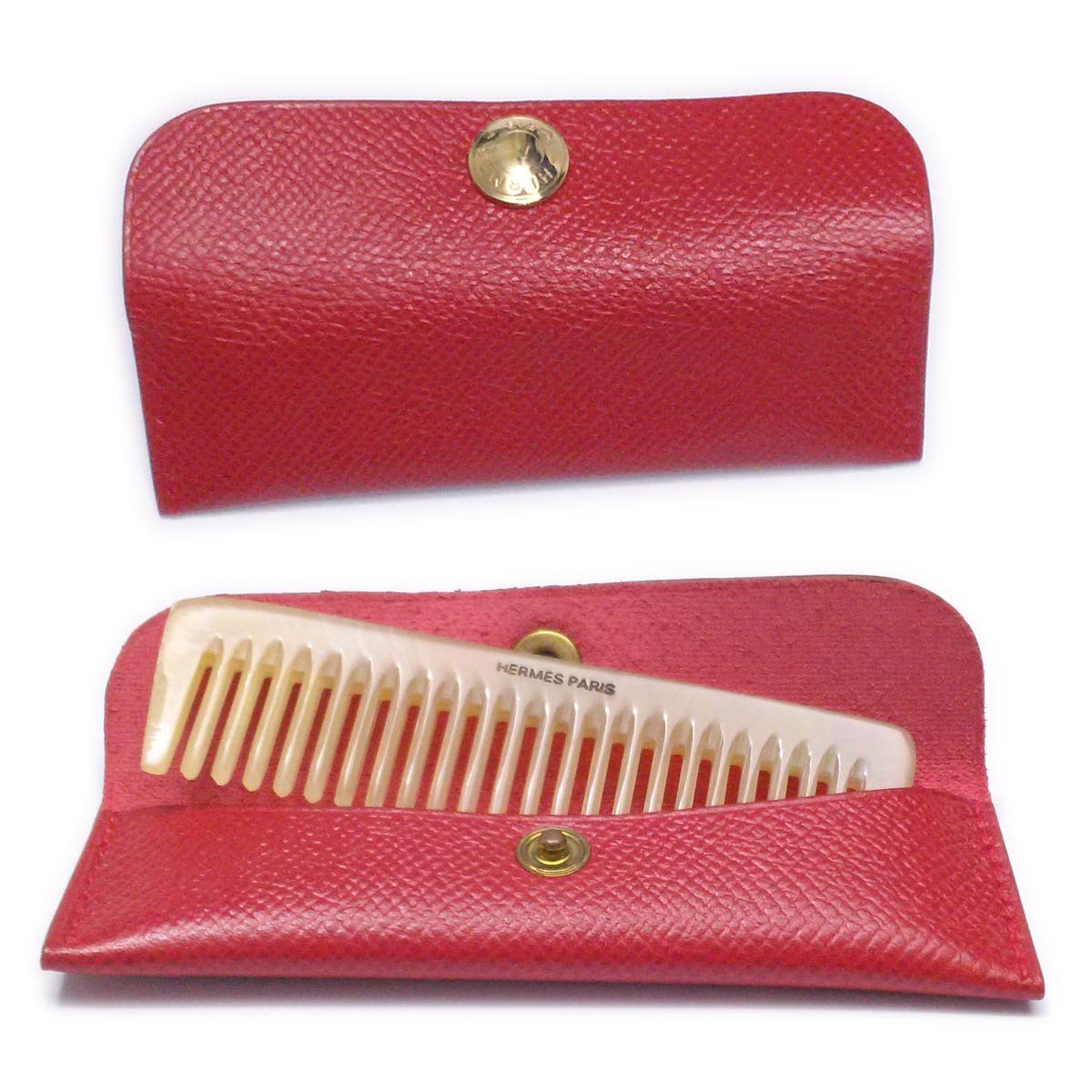 [ beautiful goods ] Hermes comb comb Buffalo horn red rouge comb . bell lip case seal etc. case also ap8641[ one . prompt decision ]