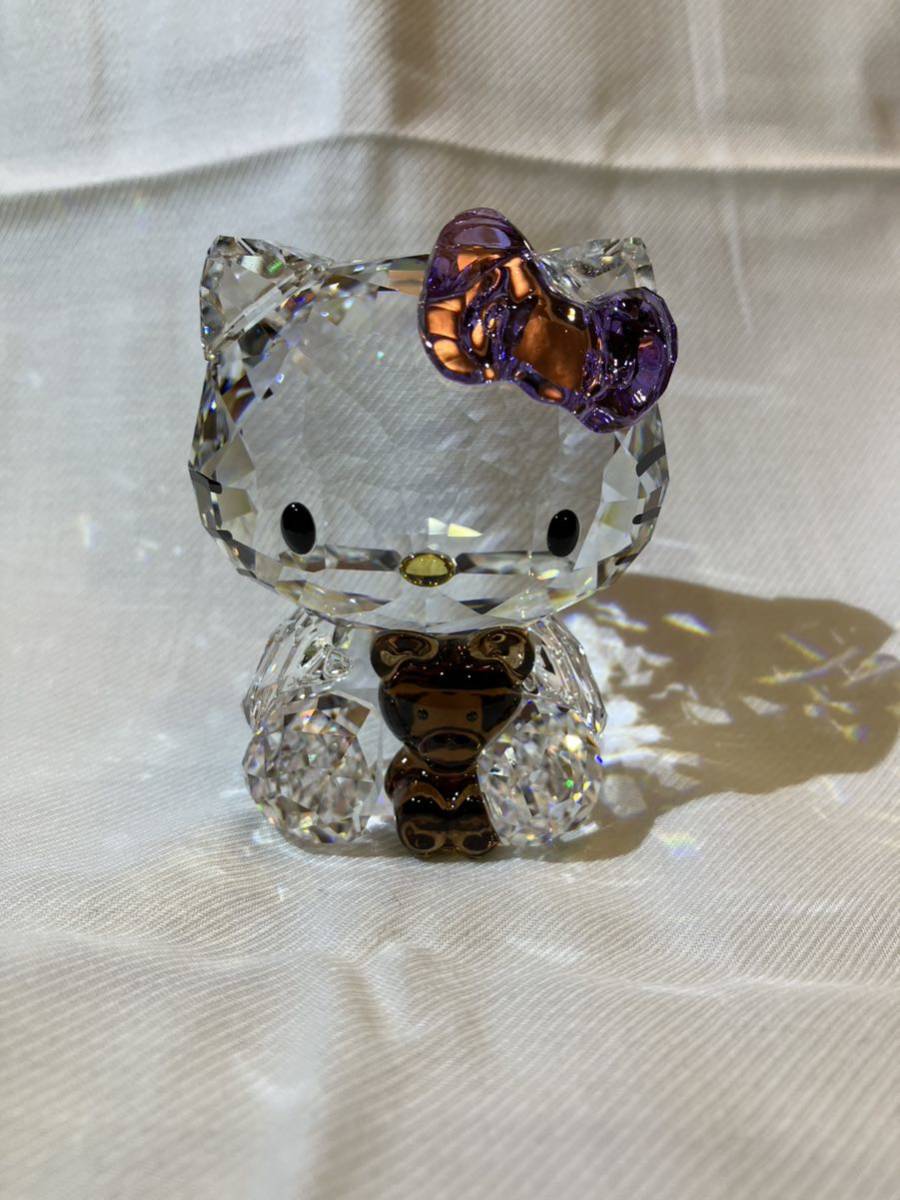 【未使用】スワロフスキー SWAROVSKI 置物 クリスタル hello kitty レア 箱付き 1円 猫 熊 1096879の画像2