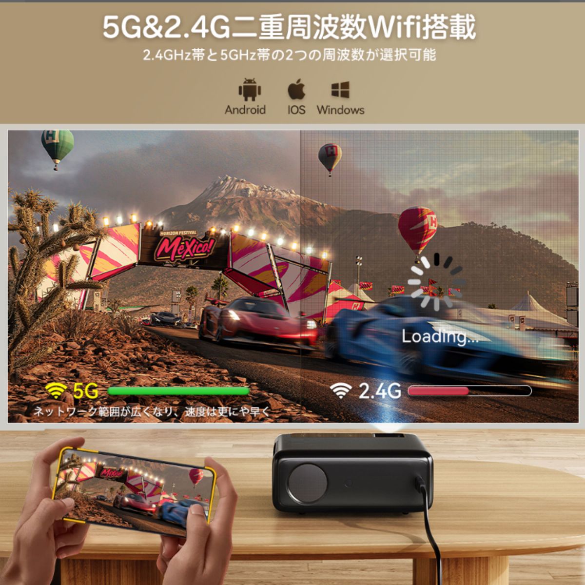 ホームプロジェクター ワイヤレス　HDMI  高画質　5G スピーカー内蔵　WiFi 15000ルーメン