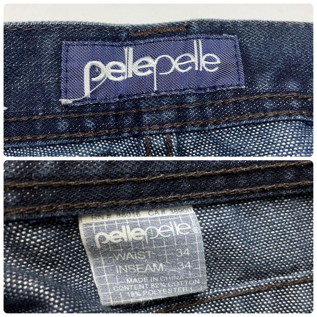 PELLE PELLE ペレペレ ジーンズ ストリート バギーデニム オーバーサイズ w34 b系 刺繍 y2k 紺 メンズ ジーパン Gパン ワッペン ネイビー_画像5