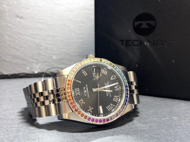 新品 腕時計 正規品 TECHNOS テクノス クオーツ アナログ腕時計 ステンレス 3気圧防水 カレンダー シルバー ブラック メンズ プレゼント_画像7