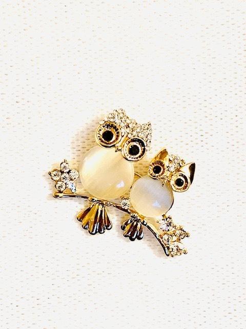  owl 2 pcs. rhinestone brooch 