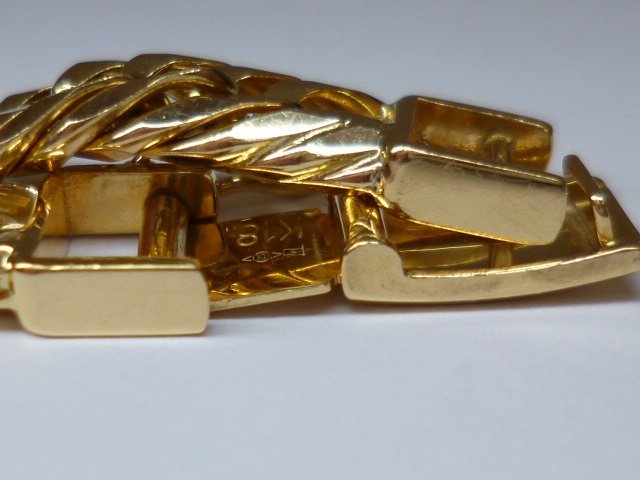  bracele flat K18YG 12 surface Triple cut 20cm 30.6g yellow gold ki partition structure . department official certification Mark entering * free shipping *