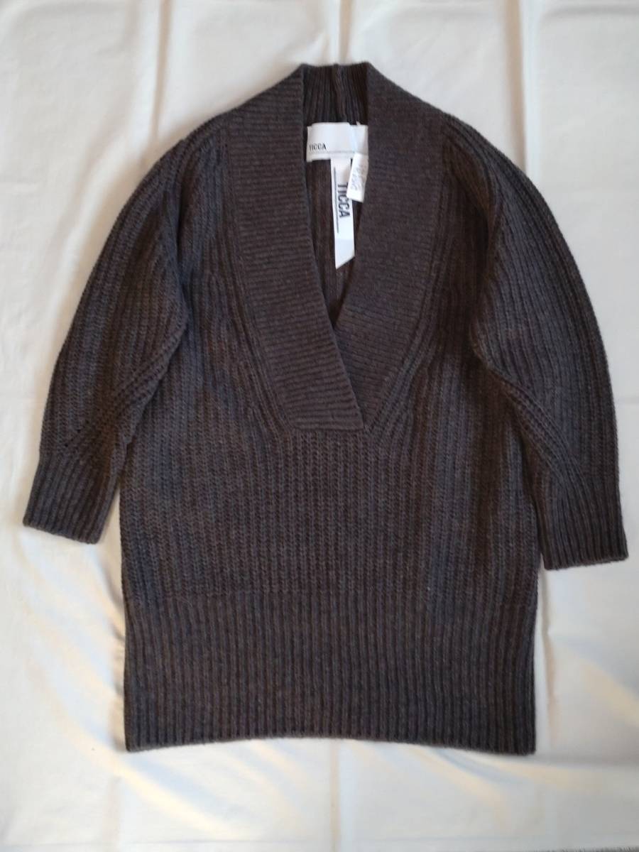 eclat掲載◆新品 TICCA ティッカ 深Vチュニックニット ワンピース 定価35,200円