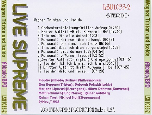 アバド：ワーグナー「トリスタンとイゾルデ」第3幕、ベルリンフィル、1998年11月29日。_画像2