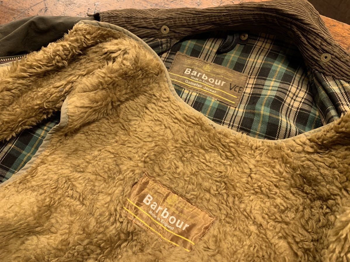 ■ MADE IN ENGLAND BARBOUR Gamefair 38バブアー ゲームフェア ゴールド 1ワラント ライナー付属 希少@SOLWAY BEDALE アニ散歩