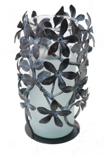 あすつく】 フィリピン製 輸入雑貨 ジャスミン スモークガラス Vase