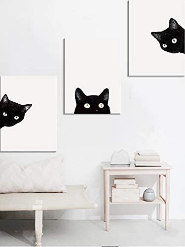  lovely 3 sheets art panel black cat interior ornament part shop decoration equipment ornament . canvas picture stylish wall art art 