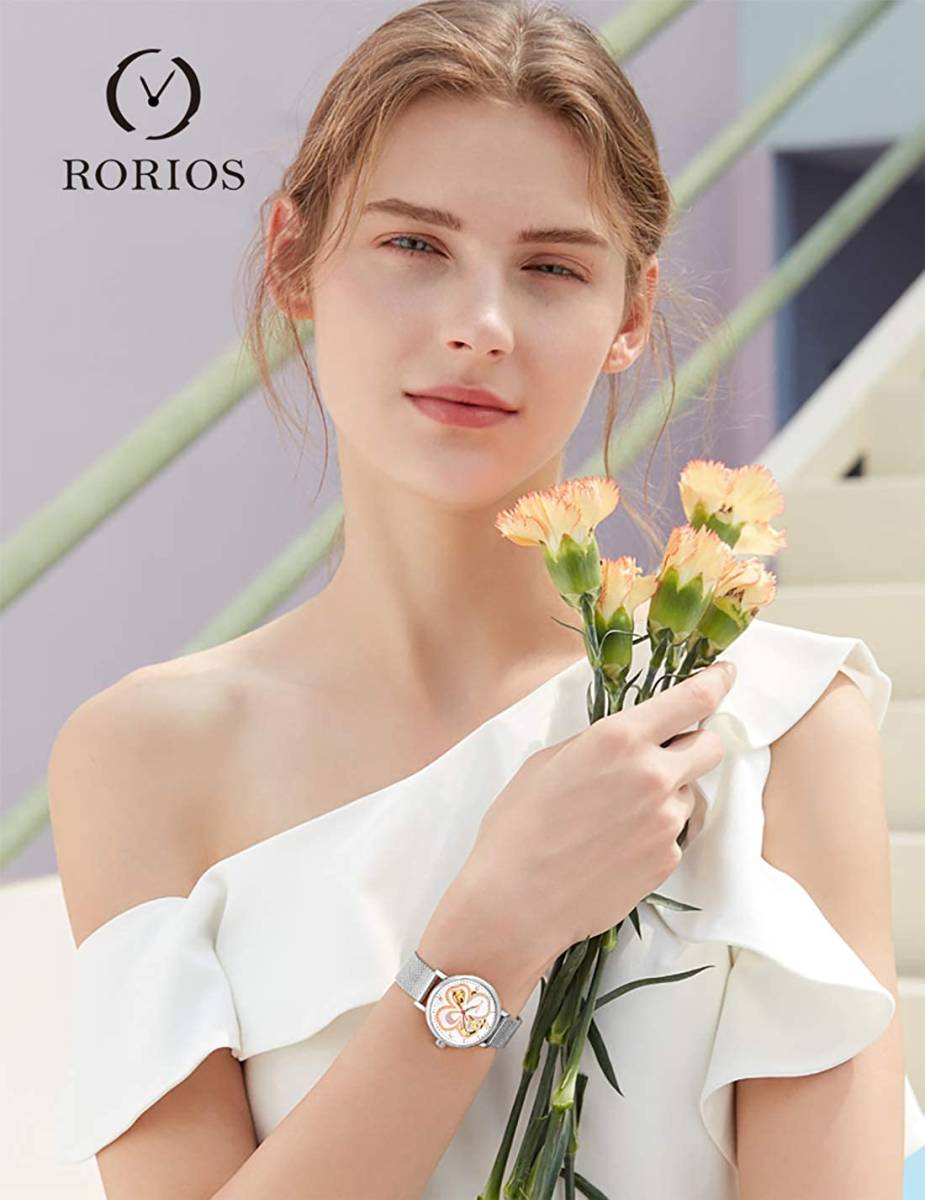上質な 腕時計 自動巻き クローバーホワイト 軽量 レディース 夜光 カジュアル シンプル おしゃれ クラシック 女性 腕時計 ウォッチ