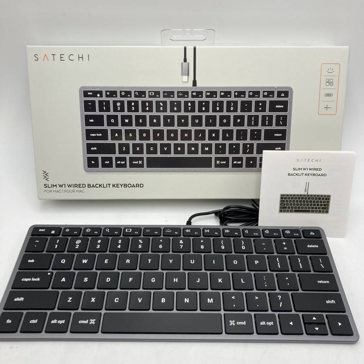 【通電確認済】Satechi スリム W1 USB-C 有線 バックライトキーボード US配列 /Y11439-H1_画像1