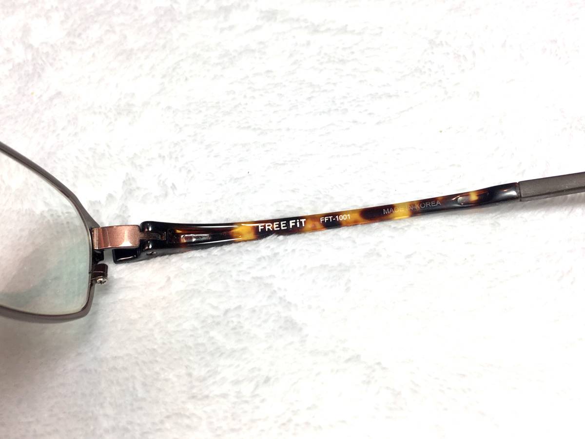 FREE FiT 眼鏡 FFT-1001 ブラウン デミ 53 スクエア ウェリントン 中古 フリーフィット 茶色 メタル セル コンビ フレーム_画像7