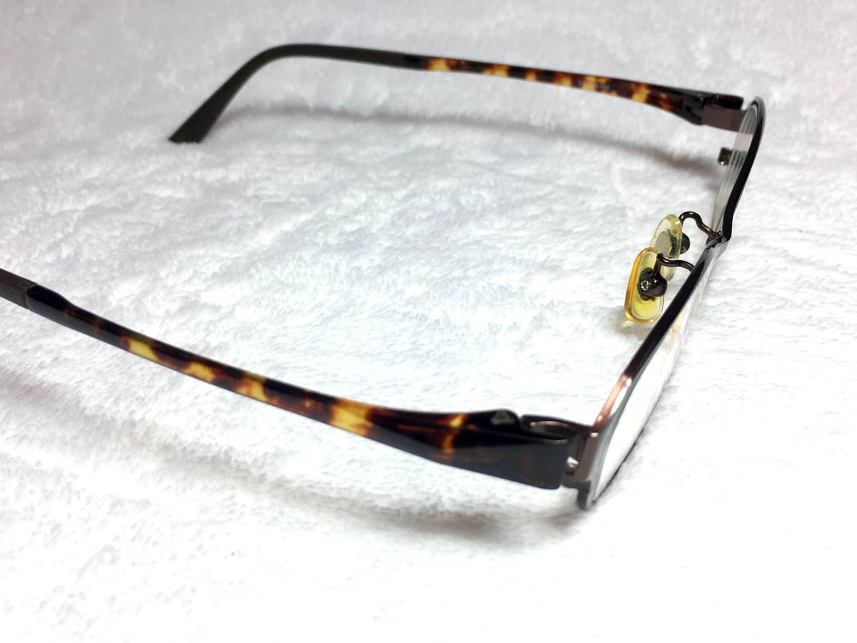 FREE FiT 眼鏡 FFT-1001 ブラウン デミ 53 スクエア ウェリントン 中古 フリーフィット 茶色 メタル セル コンビ フレーム_画像8