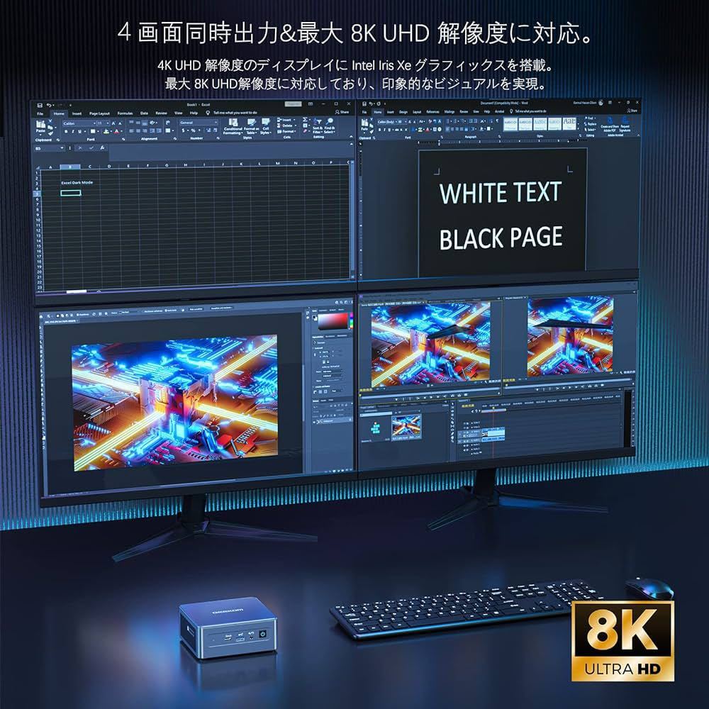 GEEKOM Mini IT11 ミニ PC、ベアボーン Intel i7-11390H ミニコンピューター (8 スレッド、最大 5.0 GHz) 小型デスクトップコンピューター_画像4