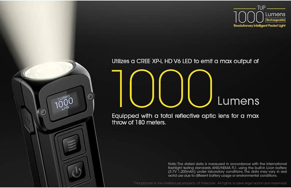 NITECORE ナイトコア TUP 1000ルーメン CREE XP-L HD V6 LED USB充電式 グレー　A54_画像2