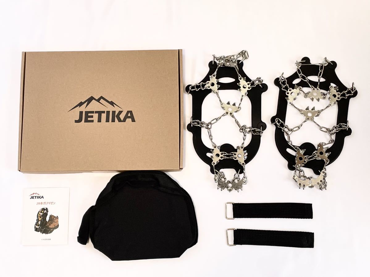 Jetika2023冬 28本爪 アイゼンチェーンスパイク 201ステンレス＆シリコン製錆にくい 25.5-27CMの靴対応 簡単着脱収納袋＆日本語取扱書付A2_画像7