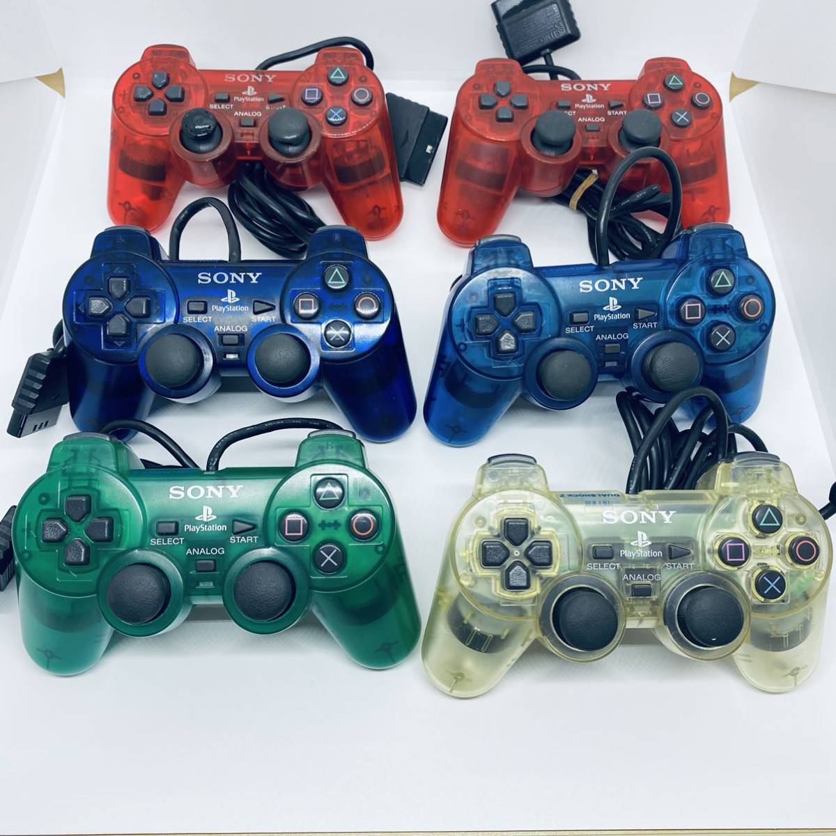 SONY DUALSHOCK2 PS2 コントローラー　スケルトン　クリア　レッド　パープル　ブルー　グリーン　　SCPH-10010 6個まとめ　【動作未確認】_画像4