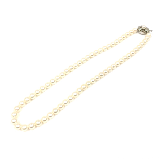 タサキ ネックレス パール 真珠 金具 シルバー刻印 全長約42cm ホワイト 白 アクセ ケース付 TASAKI QR104-91