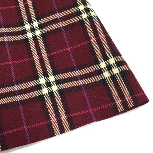 バーバリー ロンドン サイズ 150A スカート チェック柄 毛 100% キッズ ボトムス ボルドー BURBERRY_画像3