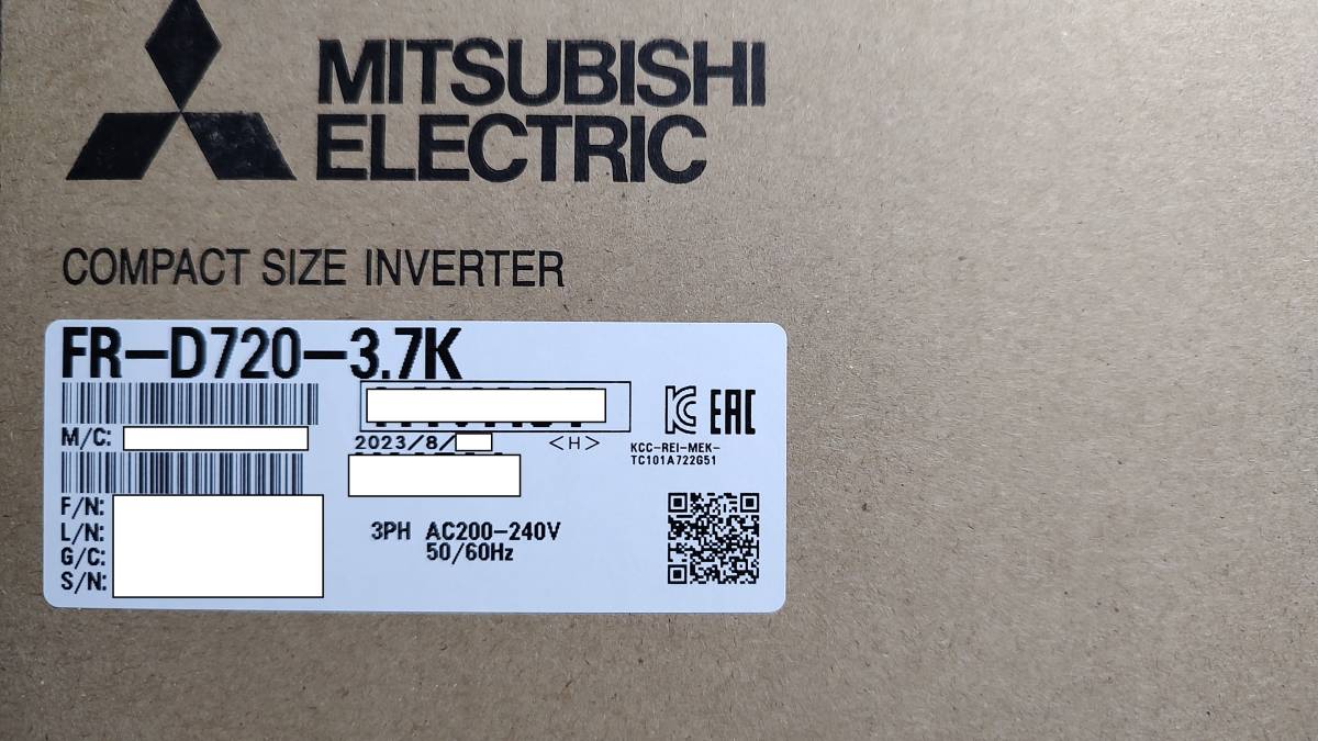 国内正規品 2023年製 三菱インバーター FR-D720-3.7K 新品未使用品-